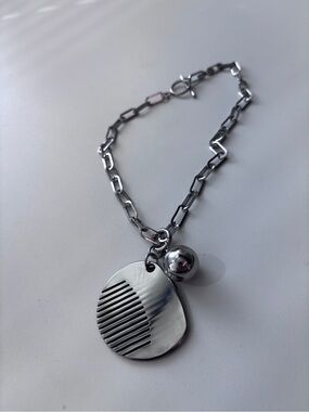 Silver-Tone JANGLE Necklace paper clip chain